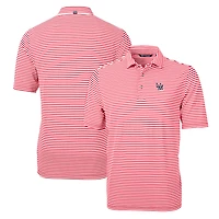 Men's Cutter & Buck Red Ole Miss Rebels Throwback Logo Virtue Eco Pique Stripe Recycled Polo