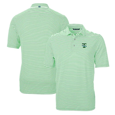 Men's Cutter & Buck Kelly Green Tulane Green Wave Throwback Logo Virtue Eco Pique Stripe Recycled Polo