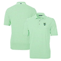 Men's Cutter & Buck Kelly Green Tulane Green Wave Throwback Logo Virtue Eco Pique Stripe Recycled Polo