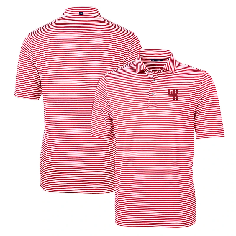 Men's Cutter & Buck Red Western Kentucky Hilltoppers Throwback Logo Virtue Eco Pique Stripe Recycled Polo