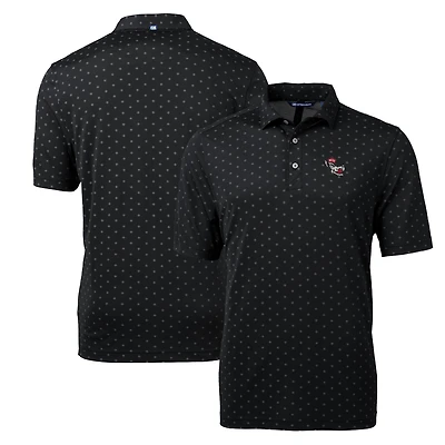 Men's Cutter & Buck Black NC State Wolfpack Virtue Eco Pique Tile Recycled Polo