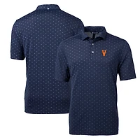 Men's Cutter & Buck Navy Virginia Cavaliers Vintage Virtue Eco Pique Tile Recycled Polo