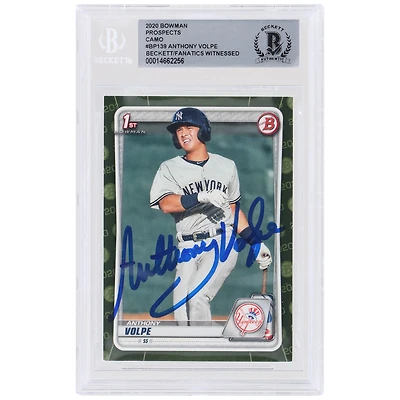Anthony Volpe New York Yankees Autographed 2020 Bowman Prospects Camo #BP-139 Beckett Fanatics Witnessed Authenticated Card