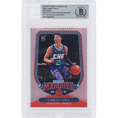 LaMelo Ball Charlotte Hornets Autographed 2020-21 Panini Chronicles Marquee #266 Beckett Fanatics Witnessed Authenticated Rookie Card