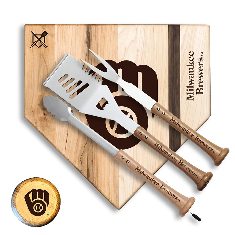 Baseball BBQ Milwaukee Brewers 12'' Silver Slugger Combo Set