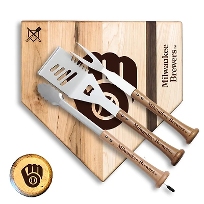 Baseball BBQ Milwaukee Brewers 12'' Silver Slugger Combo Set