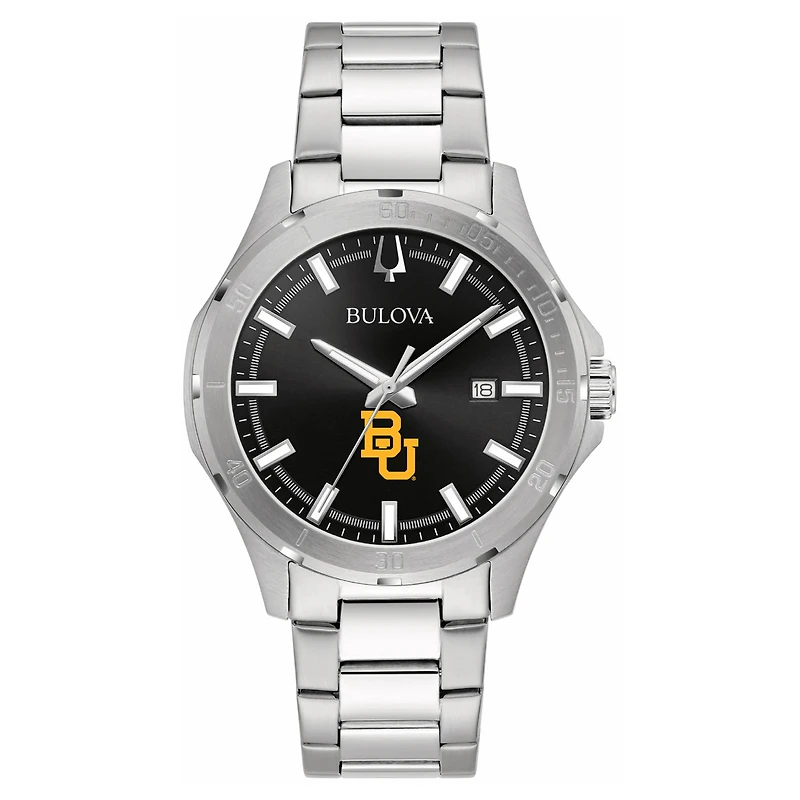 Men's Bulova Black Baylor Bears Stainless Steel Classic Sport Watch