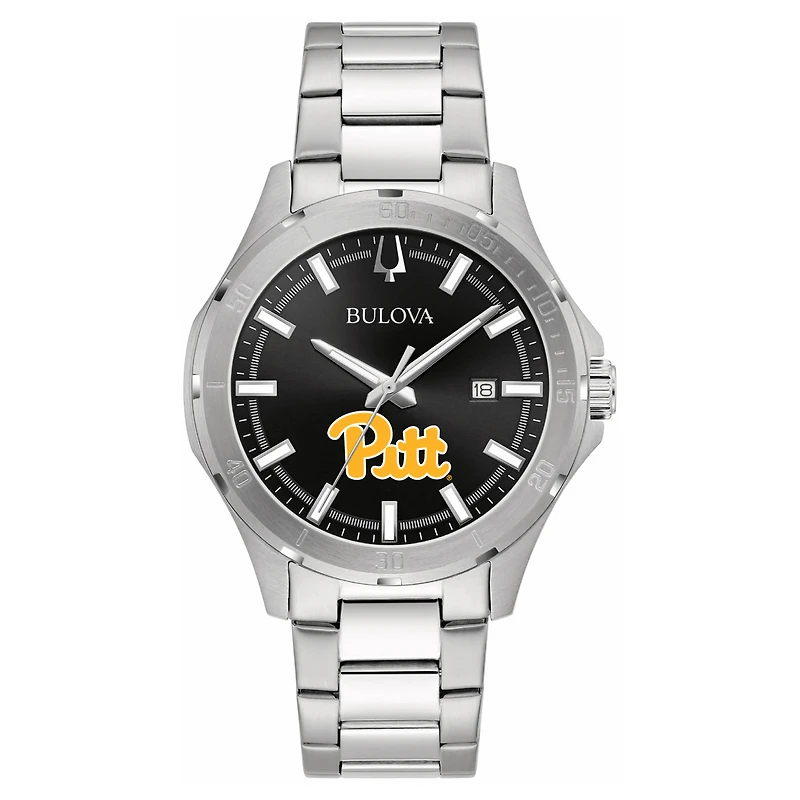 Men's Bulova Black Pitt Panthers Stainless Steel Classic Sport Watch