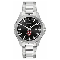 Men's Bulova Black Harvard Crimson Stainless Steel Classic Sport Watch