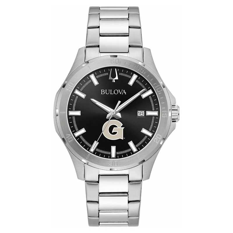 Men's Bulova Black Georgetown Hoyas Stainless Steel Classic Sport Watch