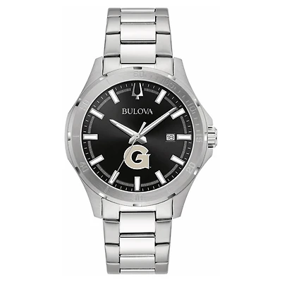 Men's Bulova Black Georgetown Hoyas Stainless Steel Classic Sport Watch