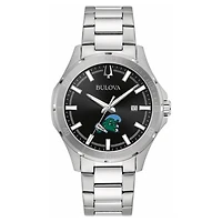 Men's Bulova Black Tulane Green Wave Stainless Steel Classic Sport Watch