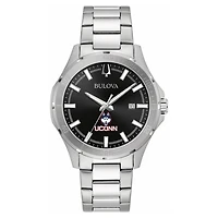 Men's Bulova Black UConn Huskies Stainless Steel Classic Sport Watch
