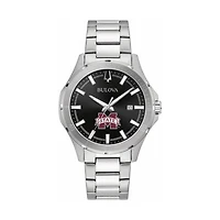 Men's Bulova Black Mississippi State Bulldogs Stainless Steel Classic Sport Watch