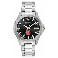 Men's Bulova Black NC State Wolfpack Stainless Steel Classic Sport Watch