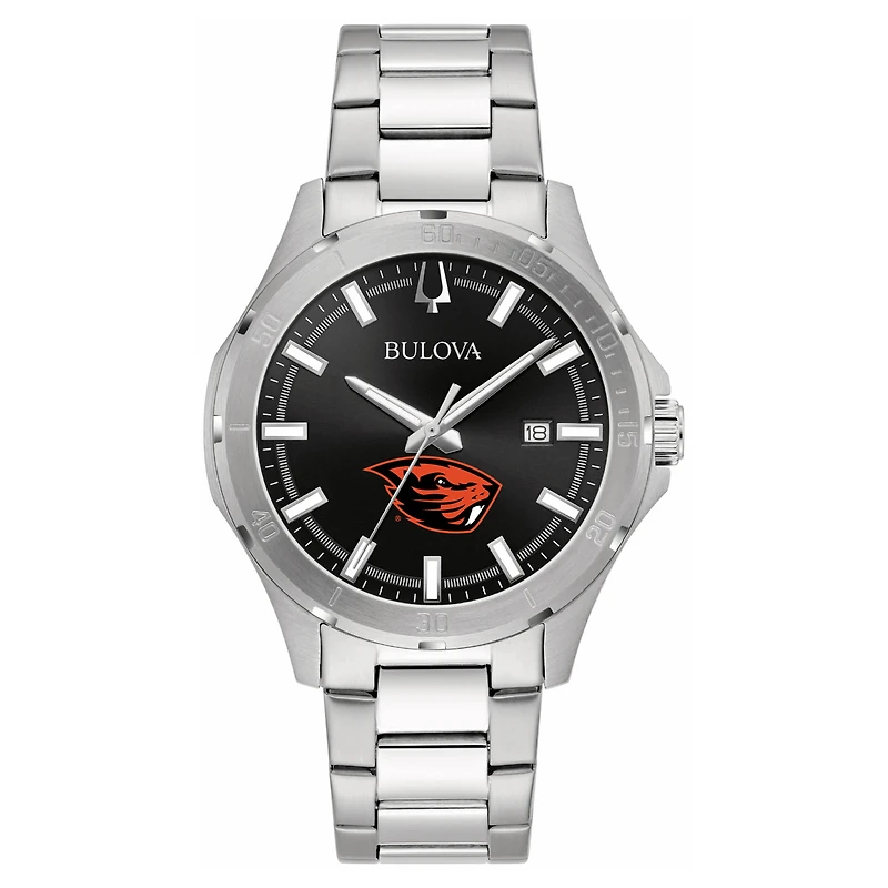 Men's Bulova Black Oregon State Beavers Stainless Steel Classic Sport Watch