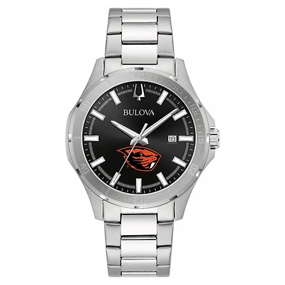 Men's Bulova Black Oregon State Beavers Stainless Steel Classic Sport Watch