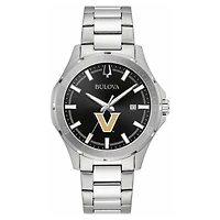 Men's Bulova Black Vanderbilt Commodores Stainless Steel Classic Sport Watch