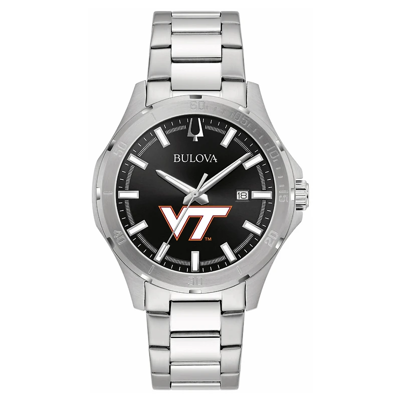 Men's Bulova Black Virginia Tech Hokies Stainless Steel Classic Sport Watch
