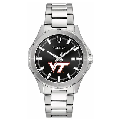 Men's Bulova Black Virginia Tech Hokies Stainless Steel Classic Sport Watch