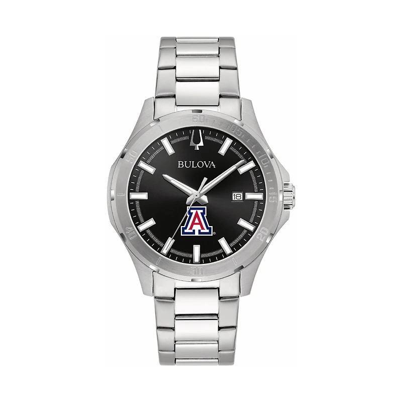 Men's Bulova Black Arizona Wildcats Stainless Steel Classic Sport Watch