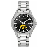 Men's Bulova Black Iowa Hawkeyes Stainless Steel Classic Sport Watch