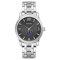 Men's Bulova Black Washington Huskies Stainless Steel Corporate Collection Watch