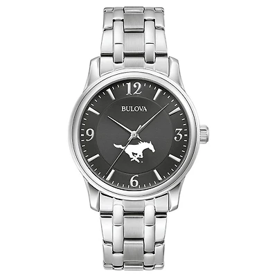 Men's Bulova Black SMU Mustangs Stainless Steel Corporate Collection Watch