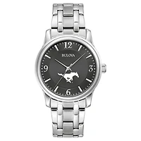 Men's Bulova Black SMU Mustangs Stainless Steel Corporate Collection Watch