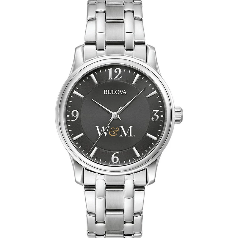 Men's Bulova Black William & Mary Tribe Stainless Steel Corporate Collection Watch