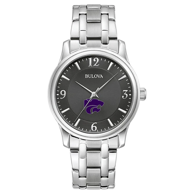 Men's Bulova Black Kansas State Wildcats Stainless Steel Corporate Collection Watch