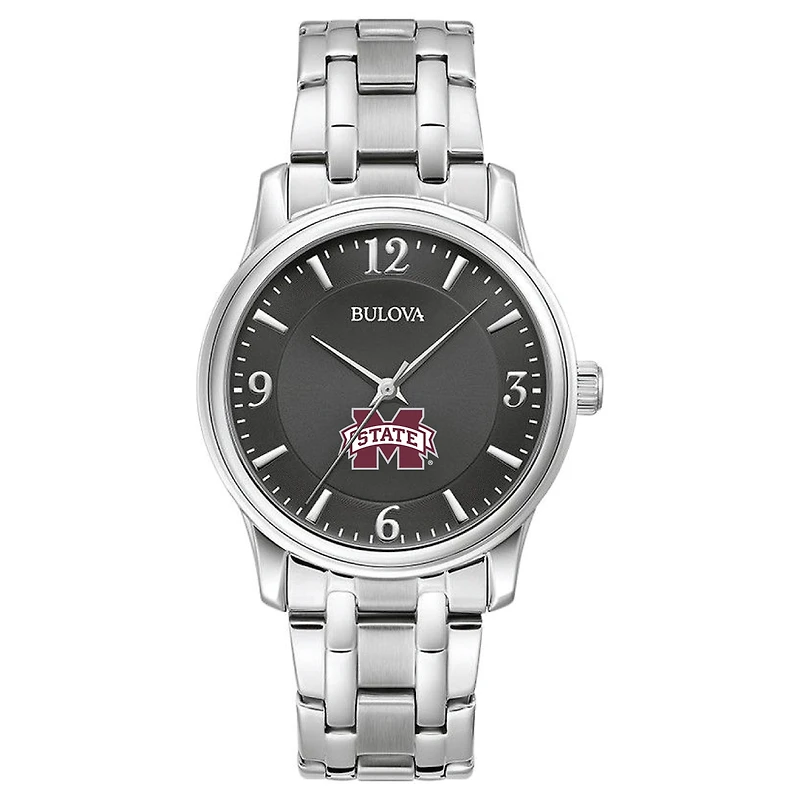 Men's Bulova Black Mississippi State Bulldogs Stainless Steel Corporate Collection Watch