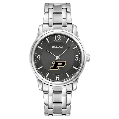 Men's Bulova Black Purdue Boilermakers Stainless Steel Corporate Collection Watch