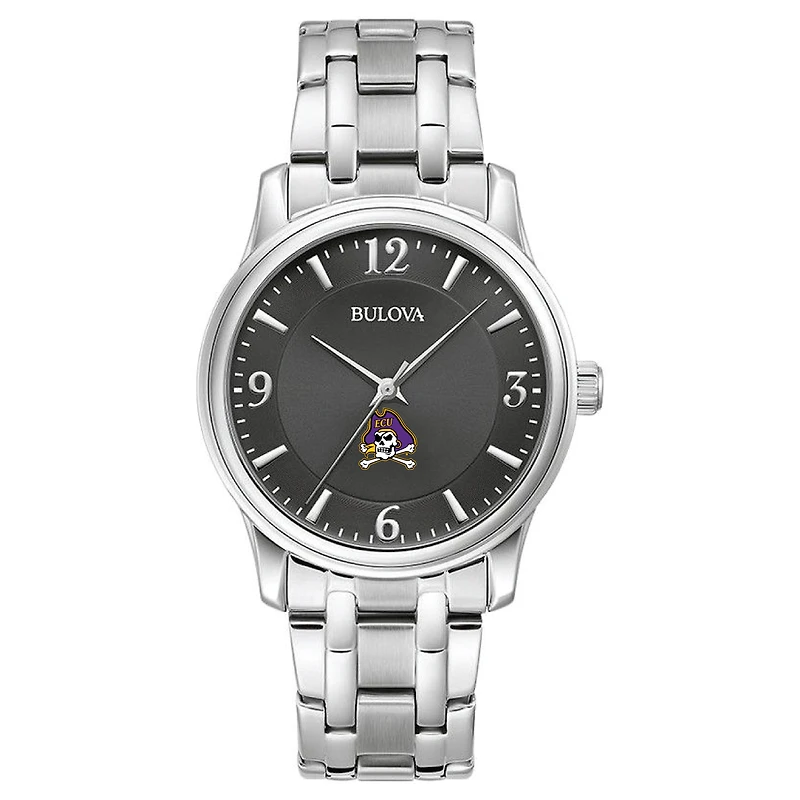 Men's Bulova Black ECU Pirates Stainless Steel Corporate Collection Watch