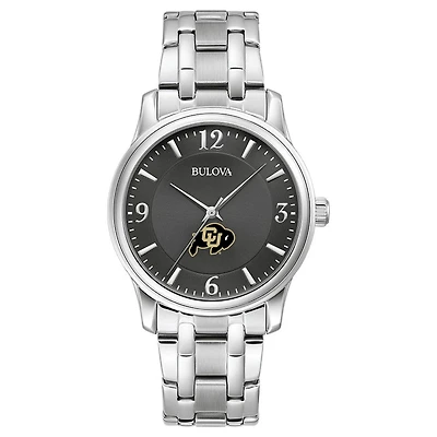 Men's Bulova Black Colorado Buffaloes Stainless Steel Corporate Collection Watch