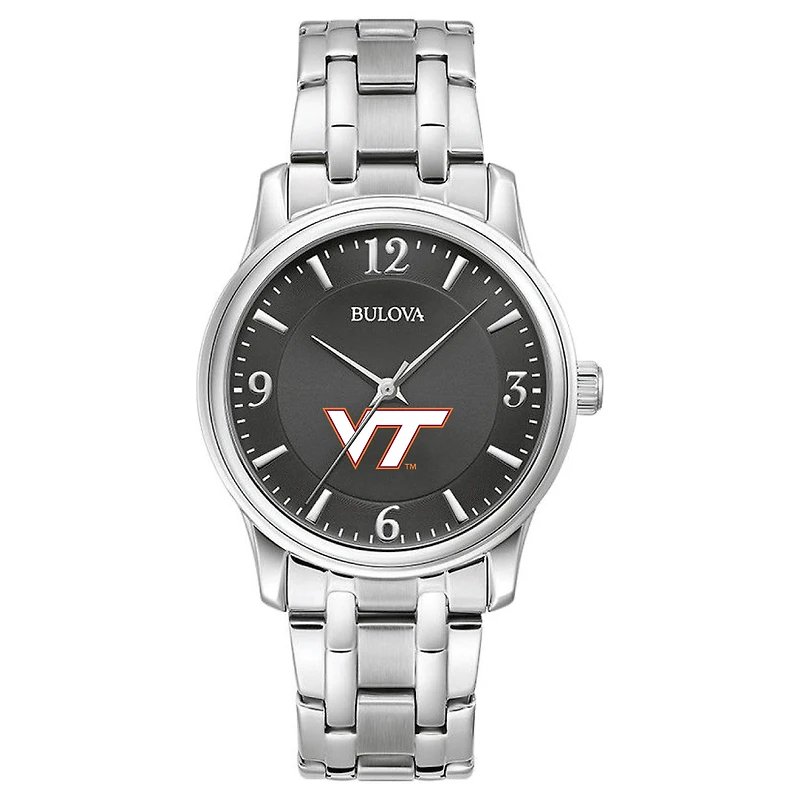 Men's Bulova Black Virginia Tech Hokies Stainless Steel Corporate Collection Watch