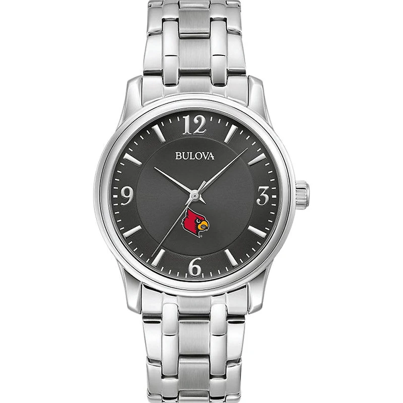 Men's Bulova Black Louisville Cardinals Stainless Steel Corporate Collection Watch