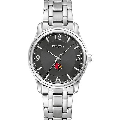 Men's Bulova Black Louisville Cardinals Stainless Steel Corporate Collection Watch