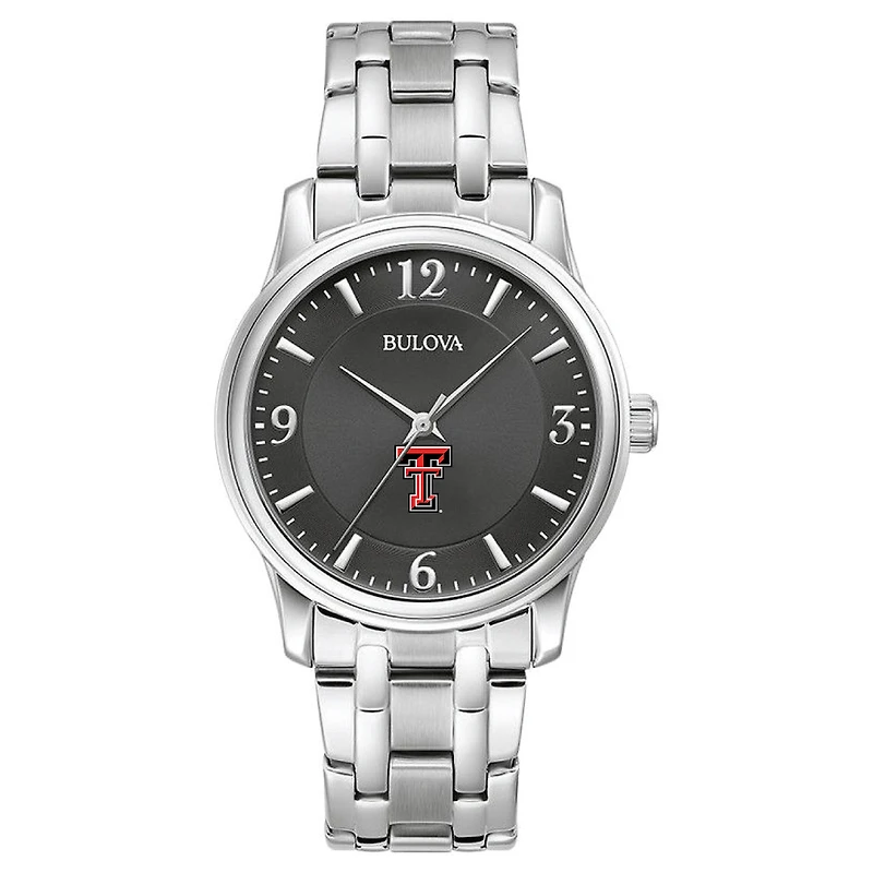 Men's Bulova Black Texas Tech Red Raiders Stainless Steel Corporate Collection Watch