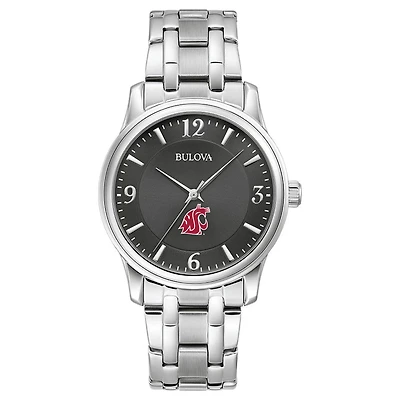 Men's Bulova Black Washington State Cougars Stainless Steel Corporate Collection Watch