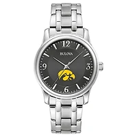 Men's Bulova Black Iowa Hawkeyes Stainless Steel Corporate Collection Watch