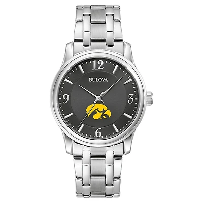Men's Bulova Black Iowa Hawkeyes Stainless Steel Corporate Collection Watch
