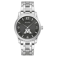 Men's Bulova Black Minnesota Golden Gophers Stainless Steel Corporate Collection Watch