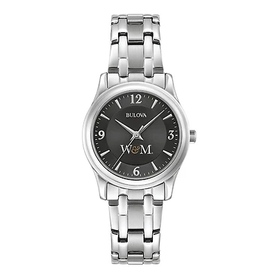 Women's Bulova Black William & Mary Tribe Corporate Collection Stainless Steel Watch