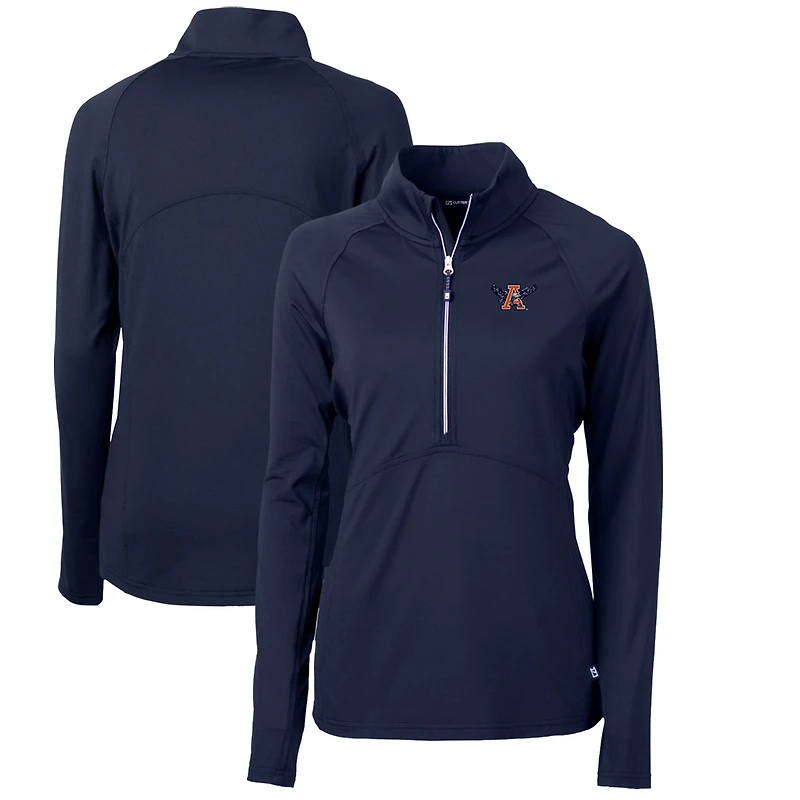 Women's Cutter & Buck Navy Auburn Tigers Adapt Eco Knit Stretch Recycled Half-Zip Pullover Top