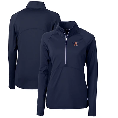 Women's Cutter & Buck Navy Auburn Tigers Adapt Eco Knit Stretch Recycled Half-Zip Pullover Top