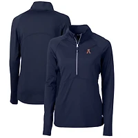 Women's Cutter & Buck Navy Auburn Tigers Adapt Eco Knit Stretch Recycled Half-Zip Pullover Top