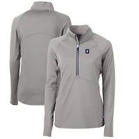 Women's Cutter & Buck Gray Georgetown Hoyas Adapt Eco Knit Stretch Recycled Half-Zip Pullover Top