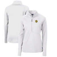 Women's Cutter & Buck White Missouri Tigers Adapt Eco Knit Stretch Recycled Half-Zip Pullover Top