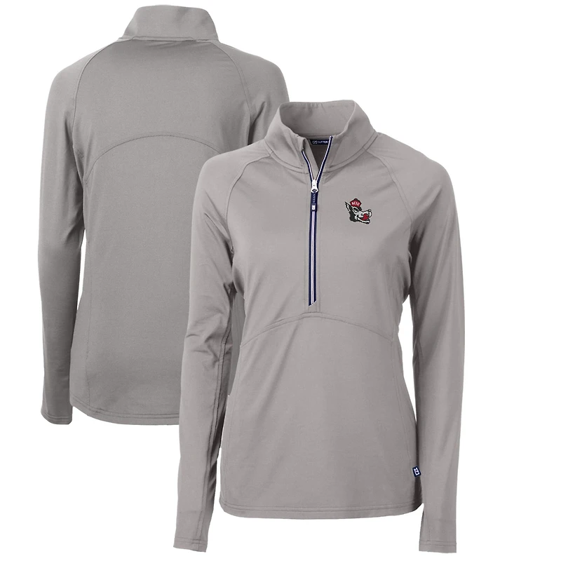Women's Cutter & Buck Gray NC State Wolfpack Adapt Eco Knit Stretch Recycled Half-Zip Pullover Top